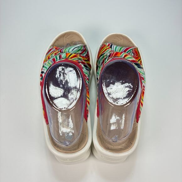 Bzees Smile II White Slide Wedge Sandal Striped Slip-On Shoe Women’s Size 8.5M - Picture 6 of 10